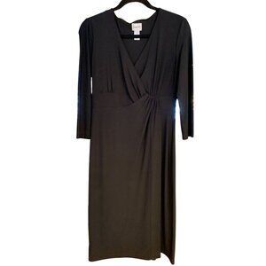 Chicos Black Wrap-Style Dress 3/4 Sleeves Size 0 Baby Doll Classic  Women's Eleg